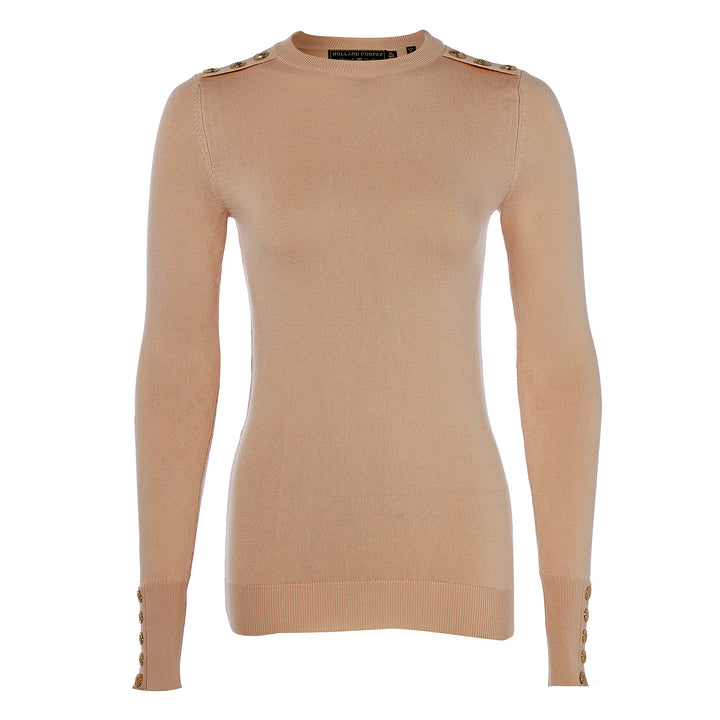 Holland Cooper Ladies Buttoned Knit Crew Neck