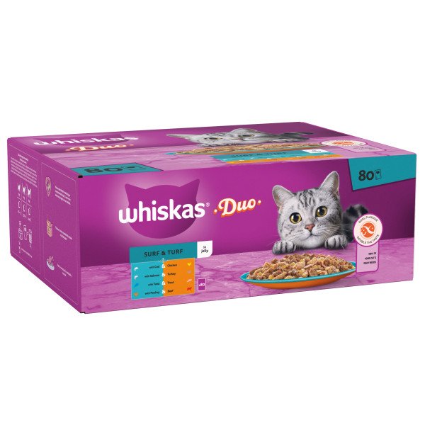 Whiskas Pouch 1+ Duo Surf & Turf In Jelly 80x85g 80x85g