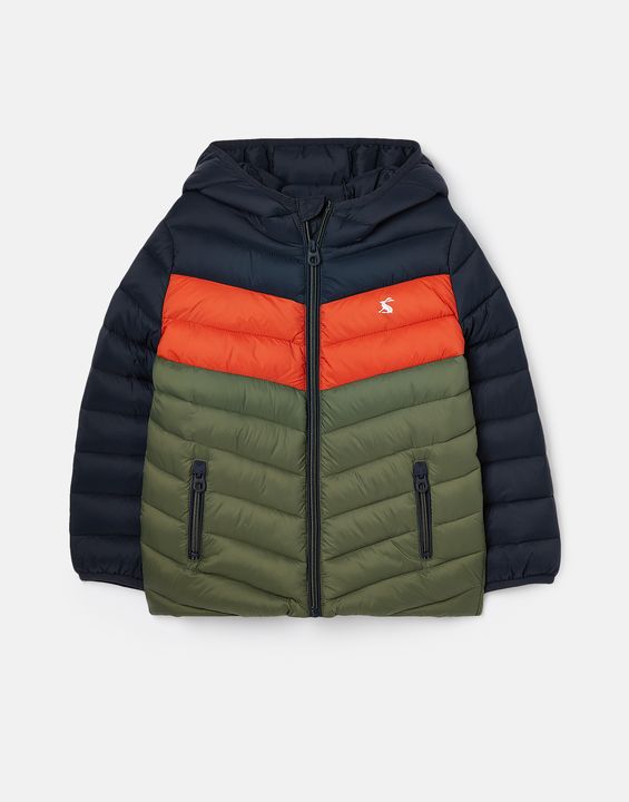 The Joules Boys Cairn Colourblock Padded Packable Coat in Navy#Navy