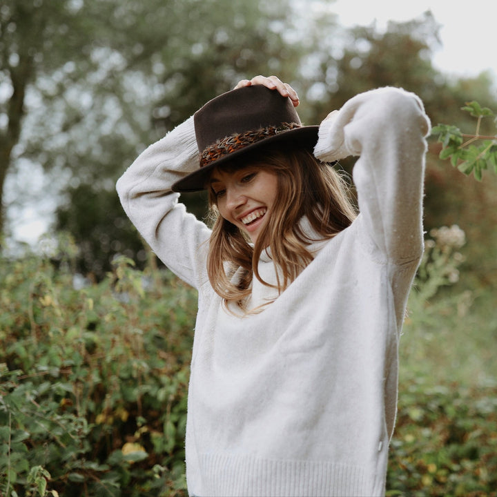 Hicks & Brown Suffolk Fedora with Bronze Feather Wrap