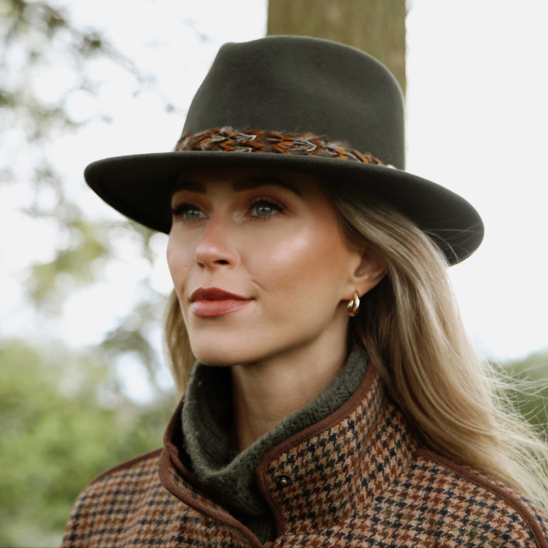 Hicks & Brown Suffolk Fedora with Bronze Feather Wrap