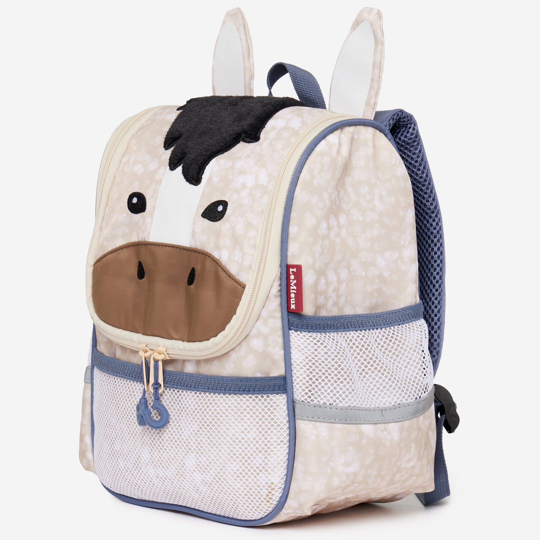 Children's backpack with horse design on a white background