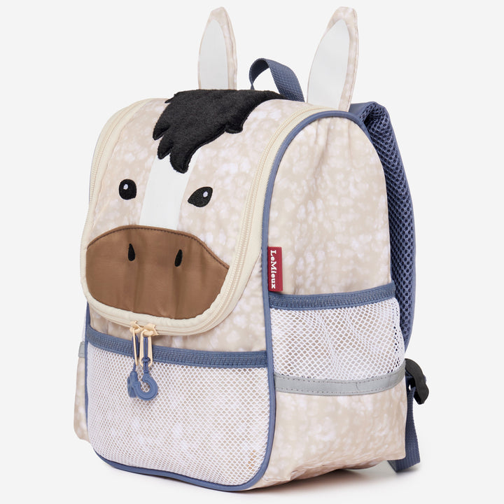 Children's backpack with horse design on a white background