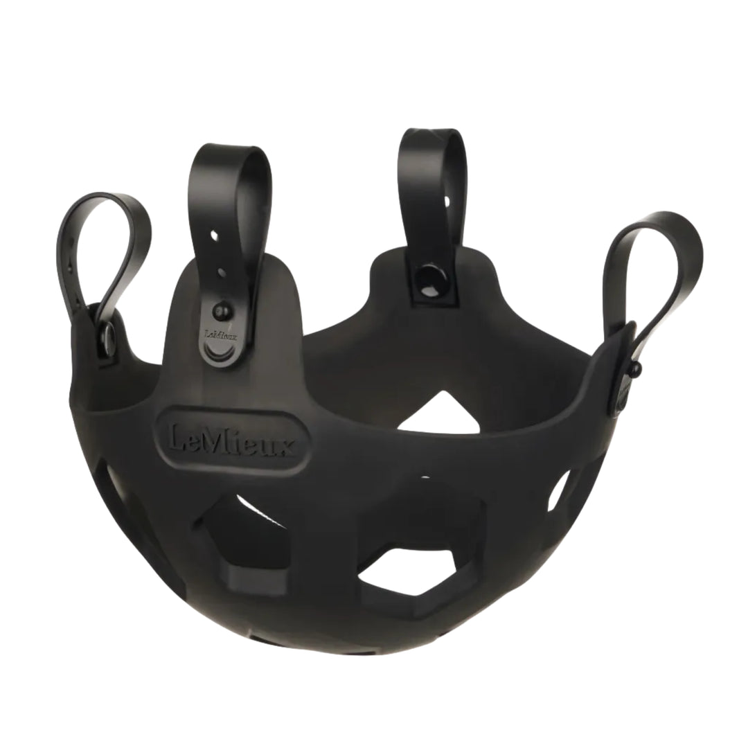 Black grazing muzzle on a white background