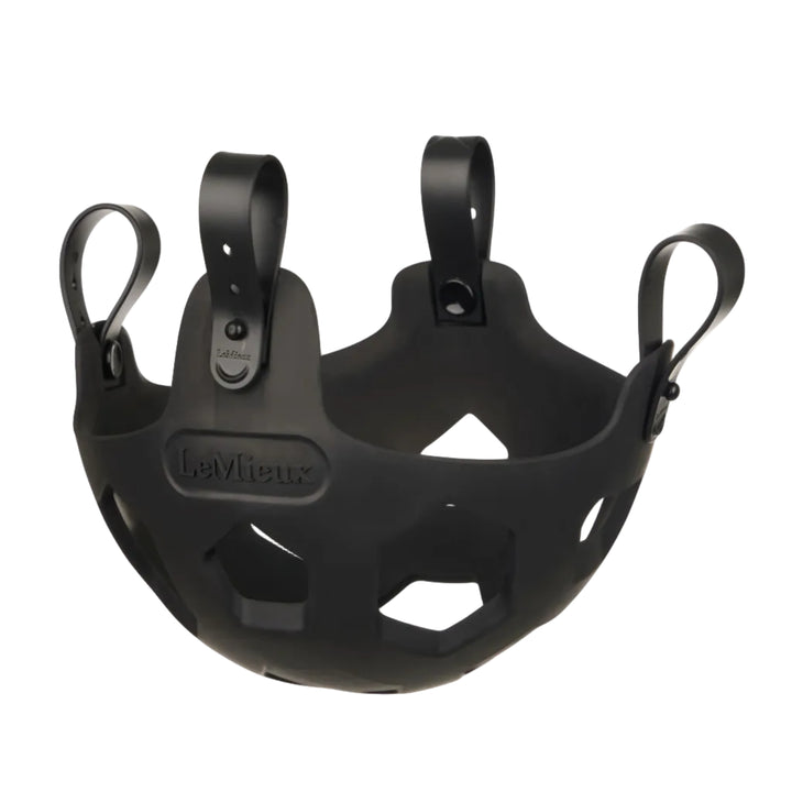 Black grazing muzzle on a white background