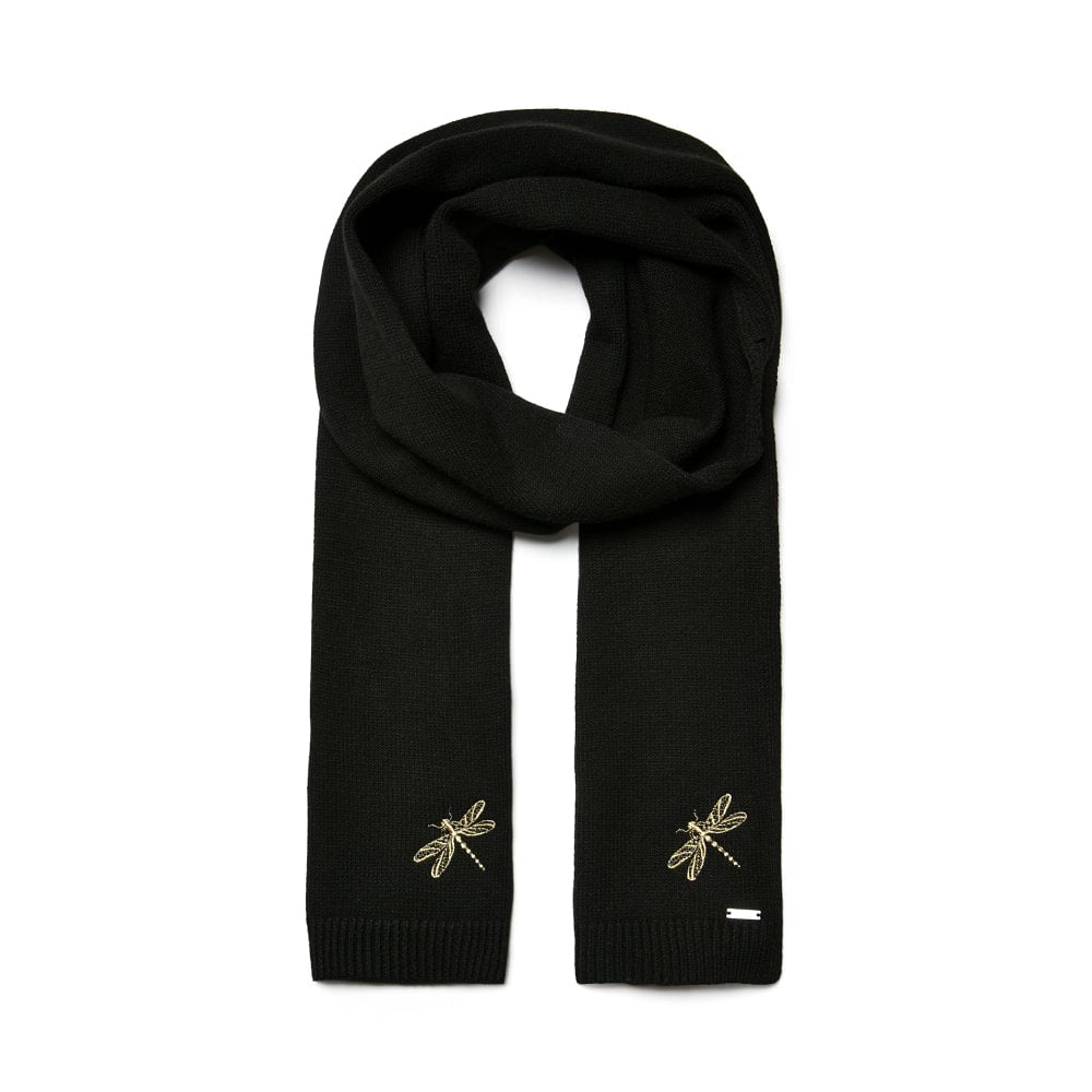 Joules Ladies Stafford Knitted Scarf With Embellishment#Black