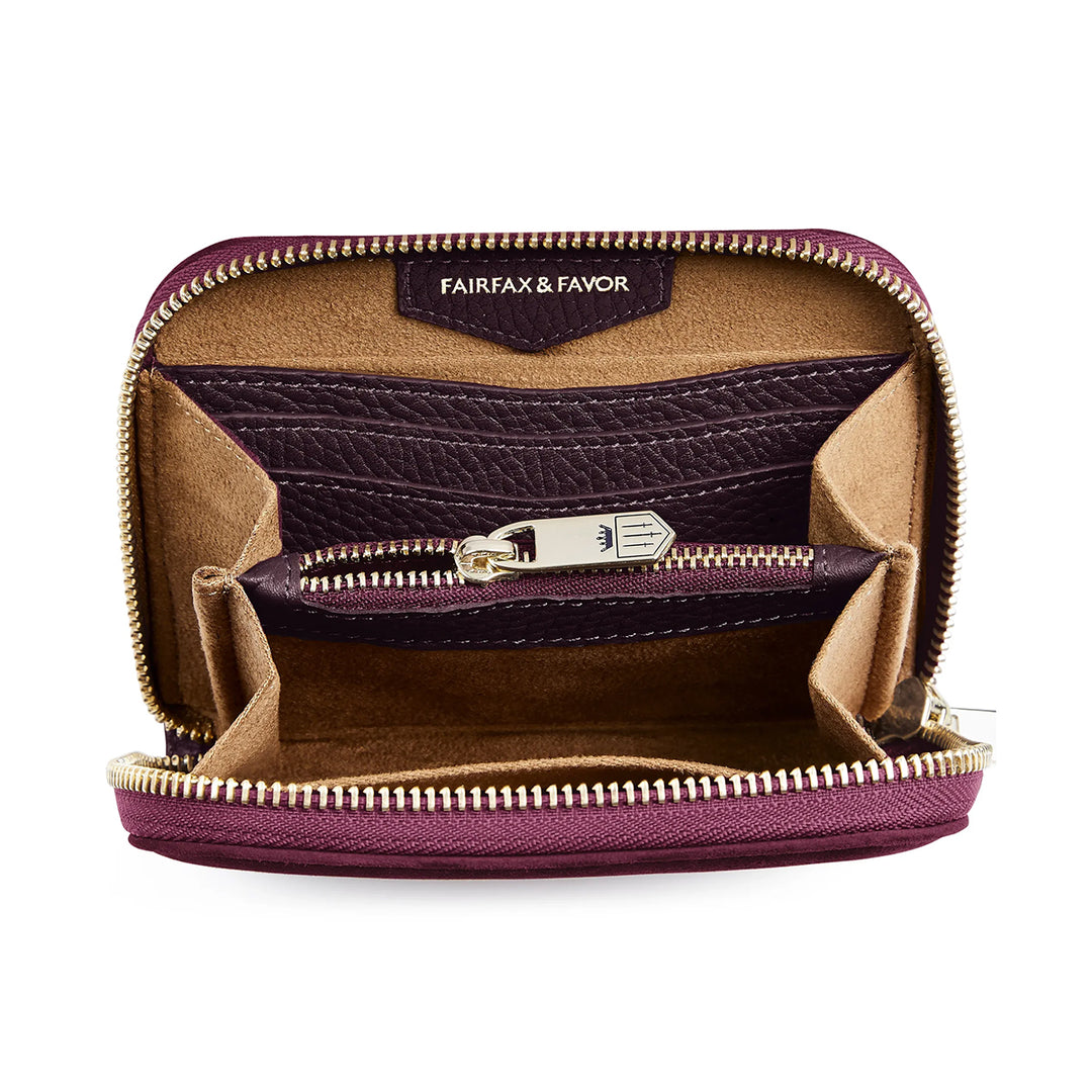 Fairfax & Favor Limited Edition Elderberry Suede Mini Salisbury Purse