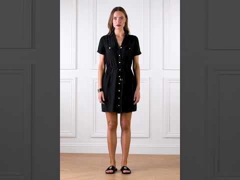 The Holland Cooper Ladies Military Shirt Dress in Black#Black