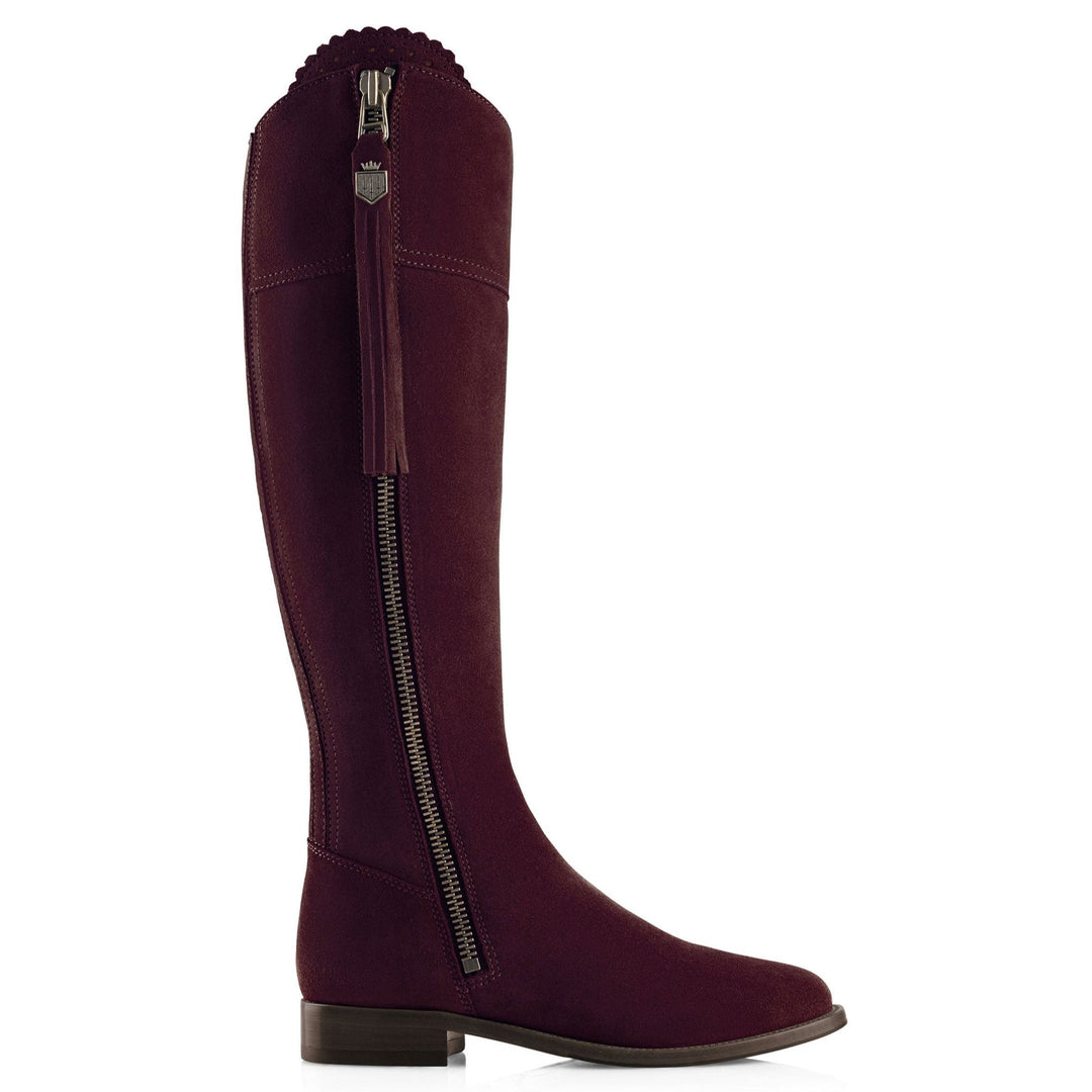 Fairfax & Favor Ladies Sporting Regina Suede Flat Boot in Plum#Plum