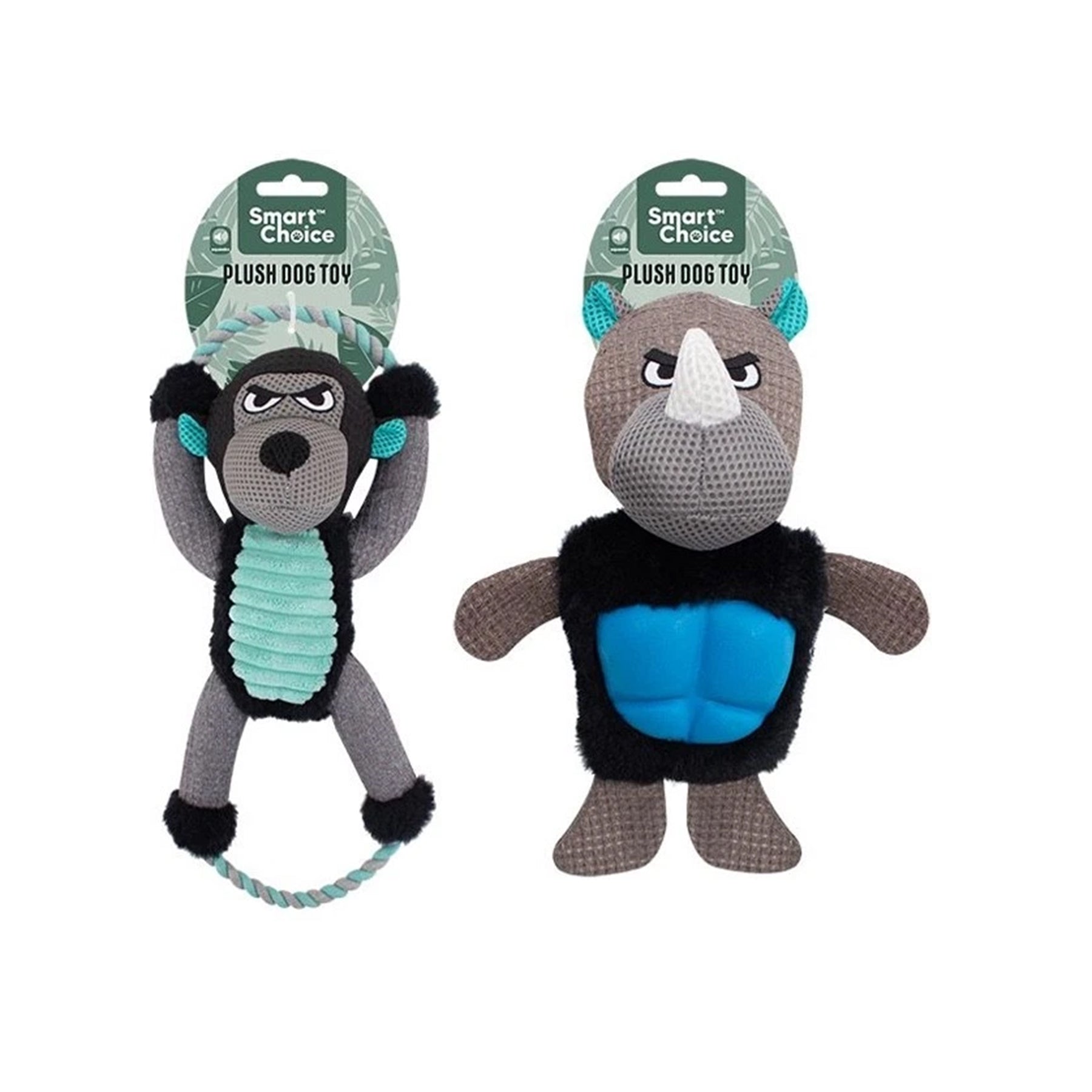 Smart Choice Squeaky Plush Rhino/Gorilla Dog Toy | Millbry Hill