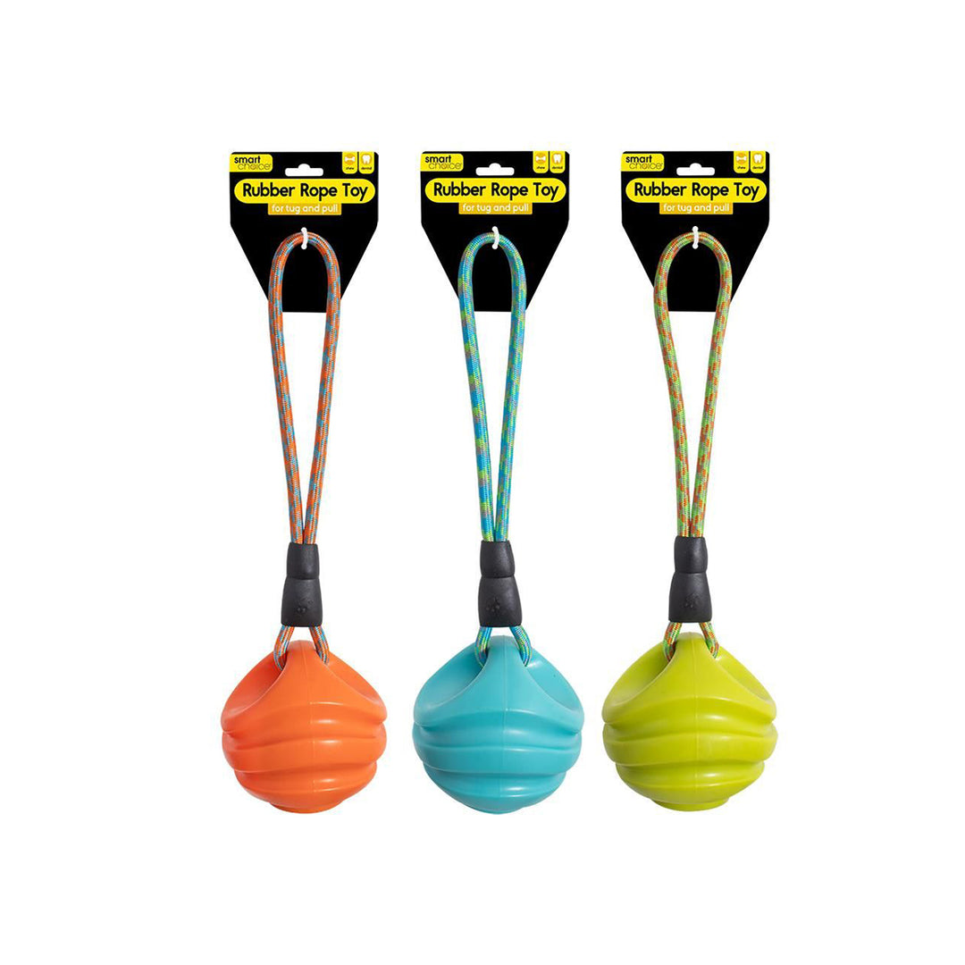 Smart Choice Rubber Ball & Rope Dog Toy