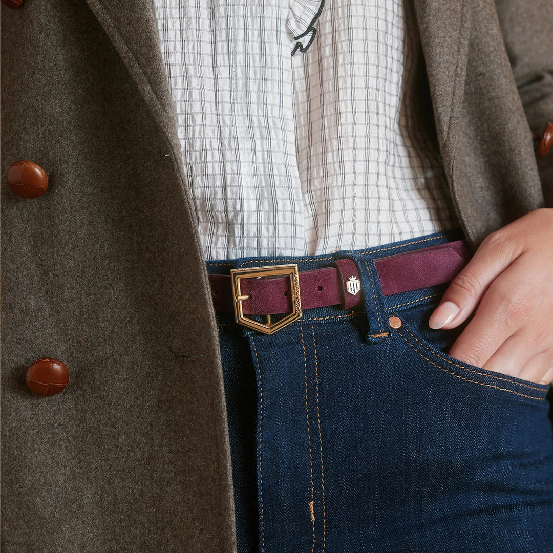 Fairfax & Favor Limited Edition Elderberry Suede Sennowe Belt