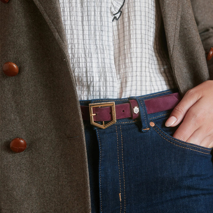 Fairfax & Favor Limited Edition Elderberry Suede Sennowe Belt
