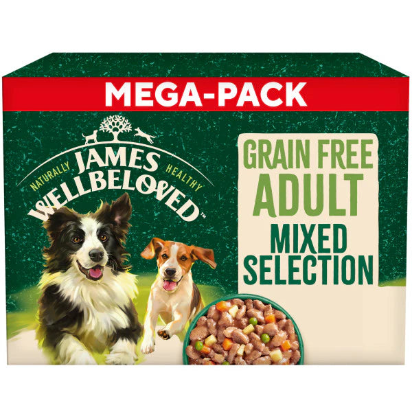 James Wellbeloved Adult Dog Grain Free Pouches with Turkey, Lamb & Chicken