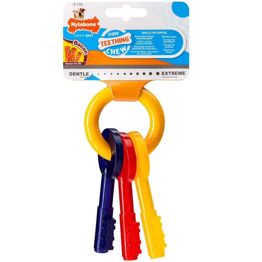 The Nylabone Puppy Keys Teether Dog Toy in Beige#Beige