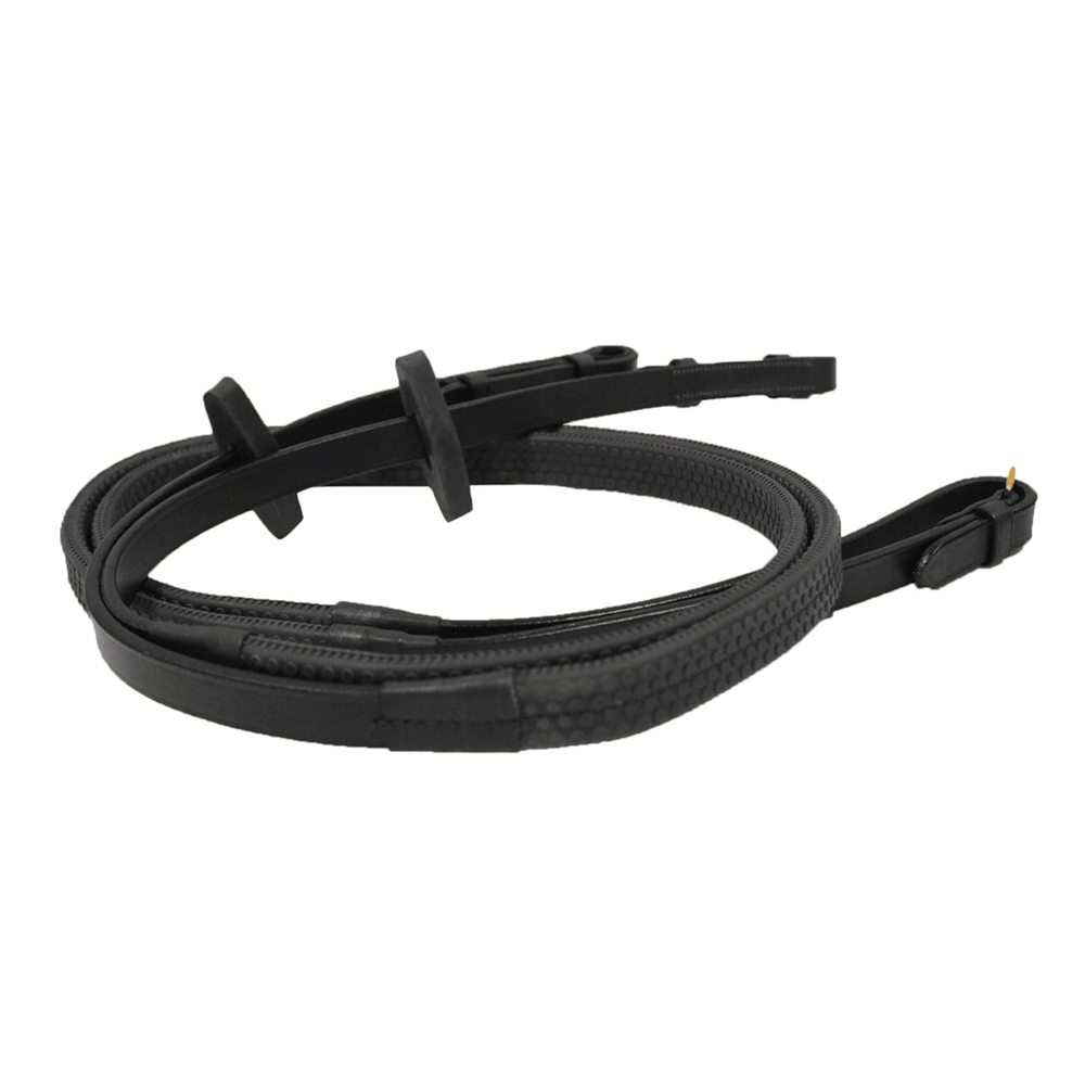 The Rambo Micklem Rubber Grip Reins in Black#Black