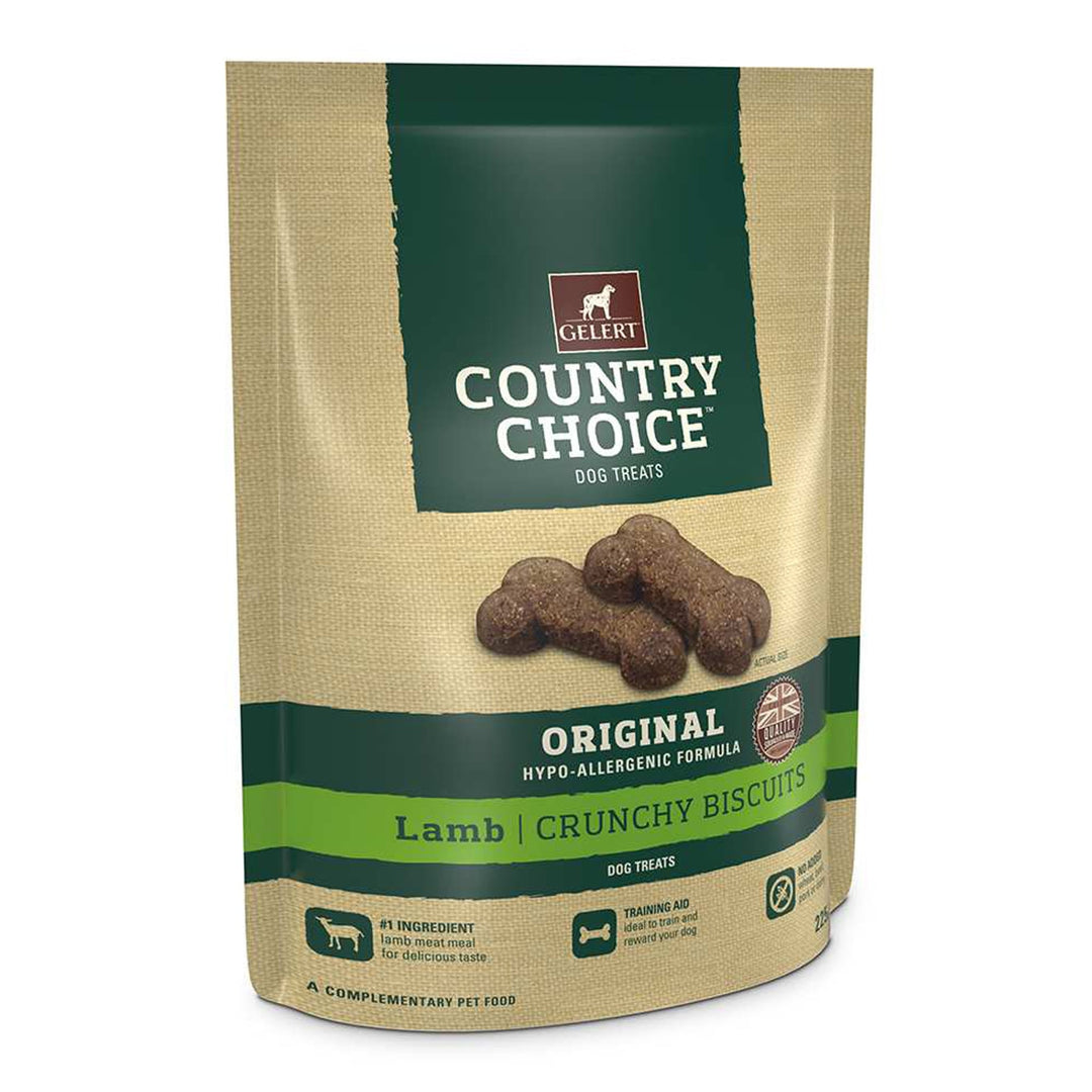 Gelert Country Choice Crunchy Biscuit Bone Dog Treats with Lamb 225g