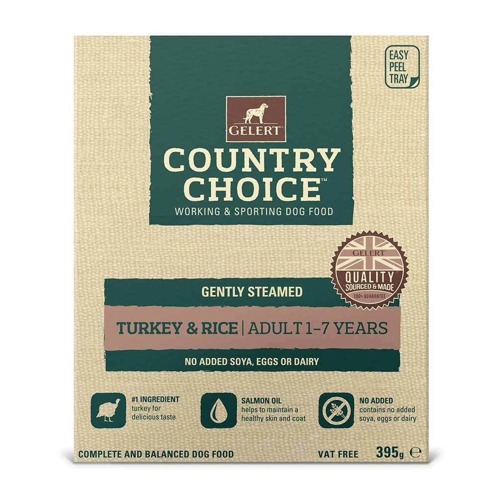 Gelert Country Choice Dog Food with Turkey & Rice (10x395g Trays) 10 x 395g