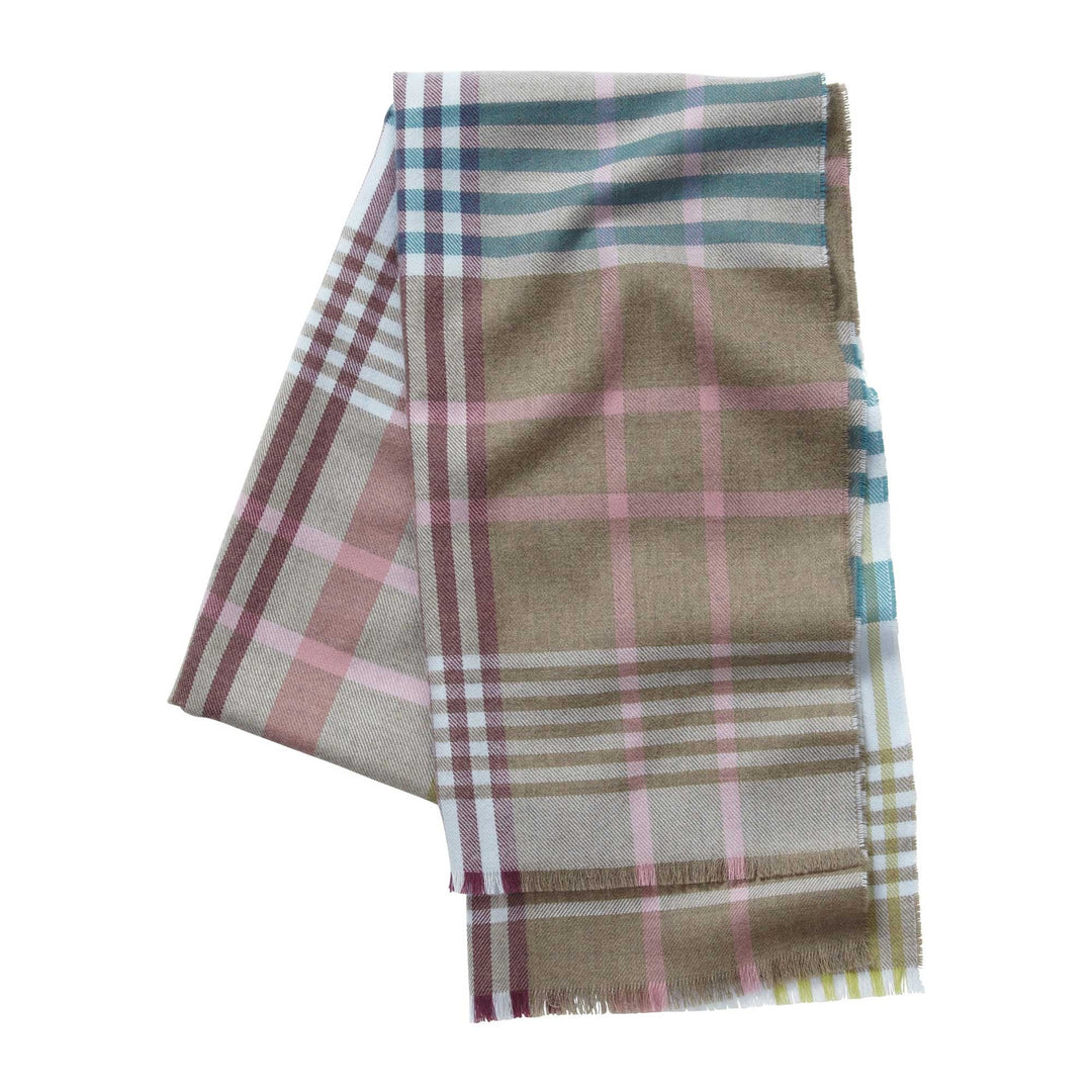The Schoffel Ladies Merino Check Scarf in Brown Check#Brown Check