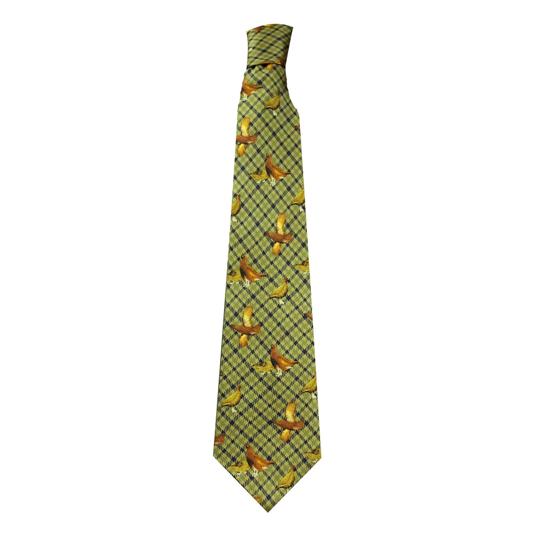 The Bisley Country Grouse Silk Tie in Green#Green