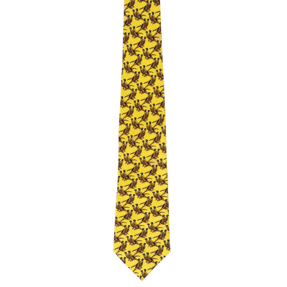 The Bisley Country Solid Pheasant Silk Tie in Yellow#Yellow