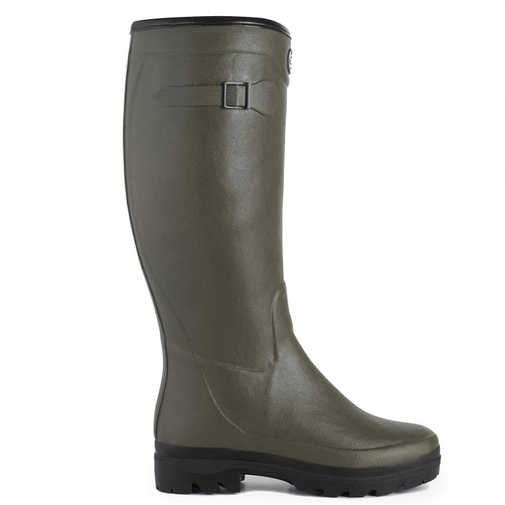 The Le Chameau Ladies Country Fouree Fleece Lined Wellies in Dark Green#Dark Green