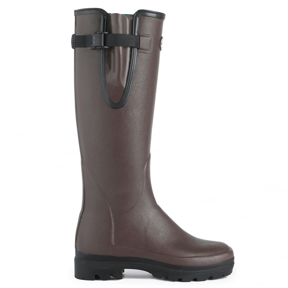 The Le Chameau Ladies Vierzonord Neoprene Lined Wellies in Brown#Brown