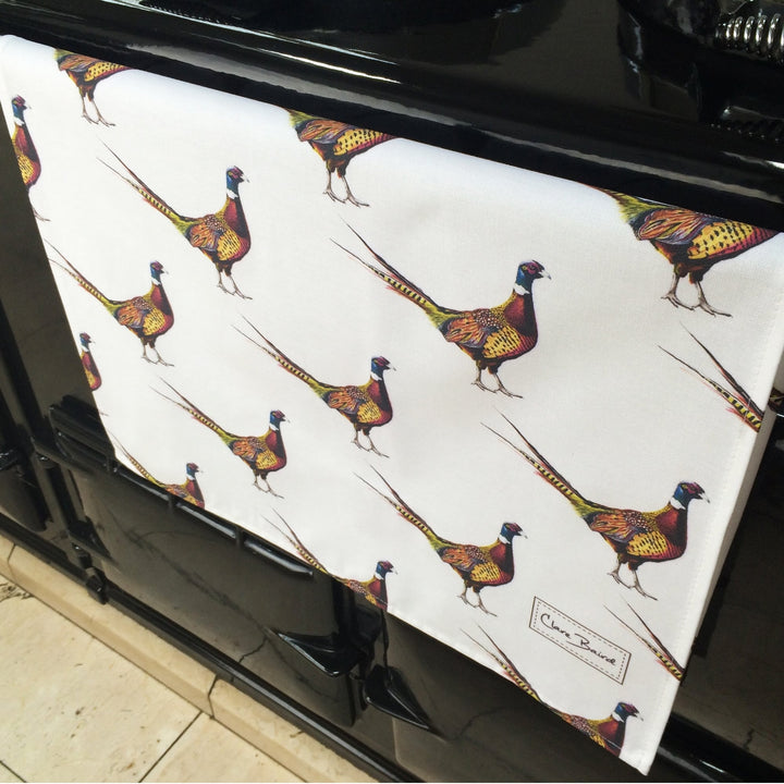 Clare Baird Pheasant Repeat Design Tea Towel