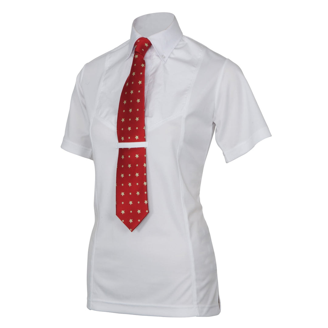 Shires Ladies Short Sleeve Tie Shirt#White