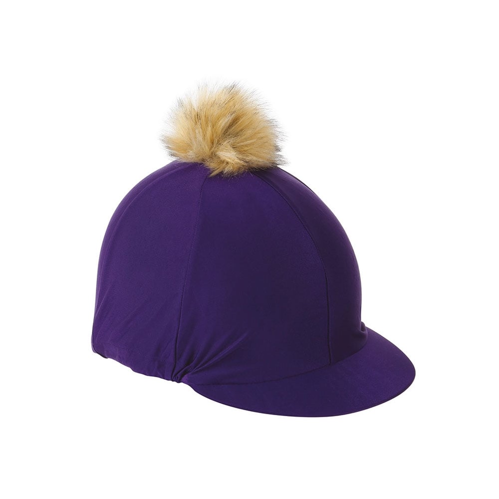 The Shires Hat Cover with Faux Fur Pom Pom in Purple#Purple
