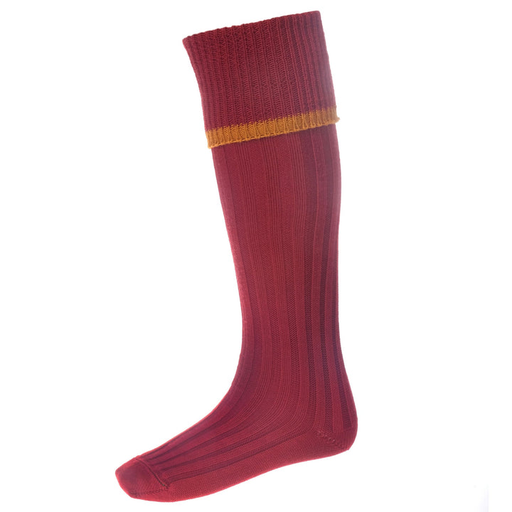 The House Of Cheviot Mens Estate Field Sock in Red#Red