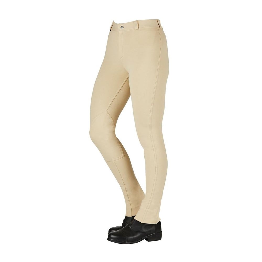 The Saxon Ladies Warm Up II Cotton Stretch Jodhpurs in Beige#Beige