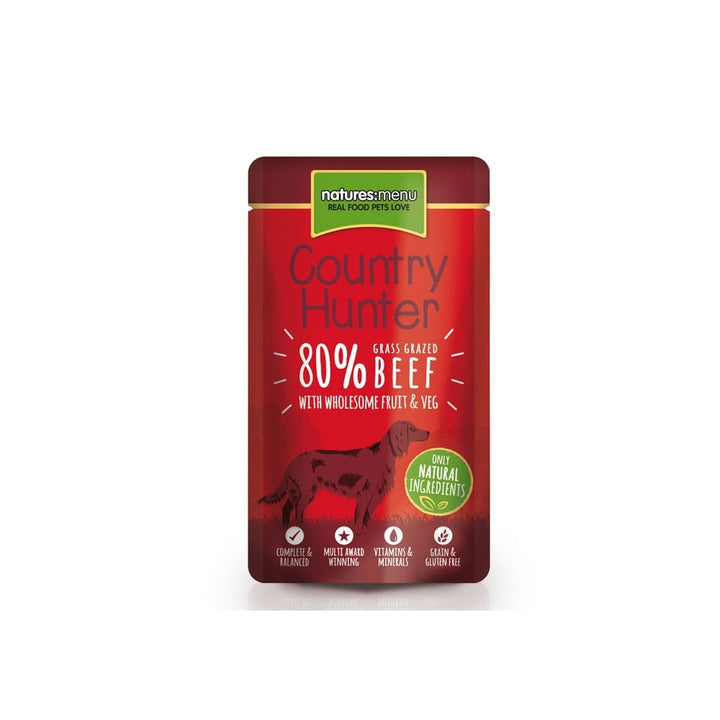 Natures Menu Country Hunter Grass Grazed Beef Grain Free Dog Food (6x150g Pouches) 6 x 150g