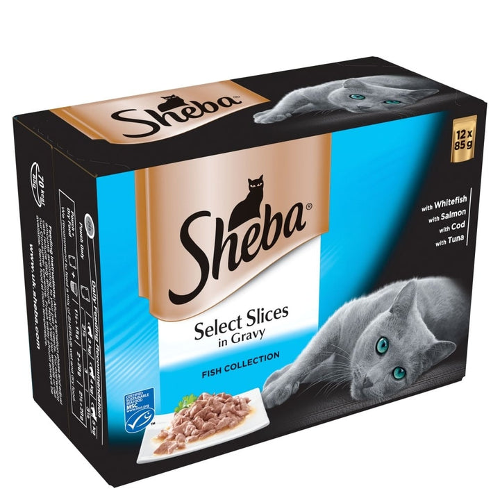 Sheba Select Slices Fish Collection in Gravy Cat Food (12x85g Pouches) 12 x 85g