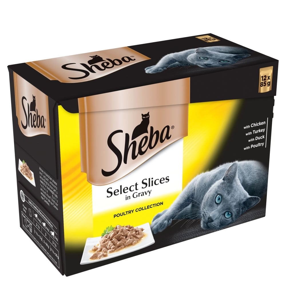 Sheba Select Slices Poultry Collection in Gravy Cat Food (12x85g Pouches) 12 x 85g