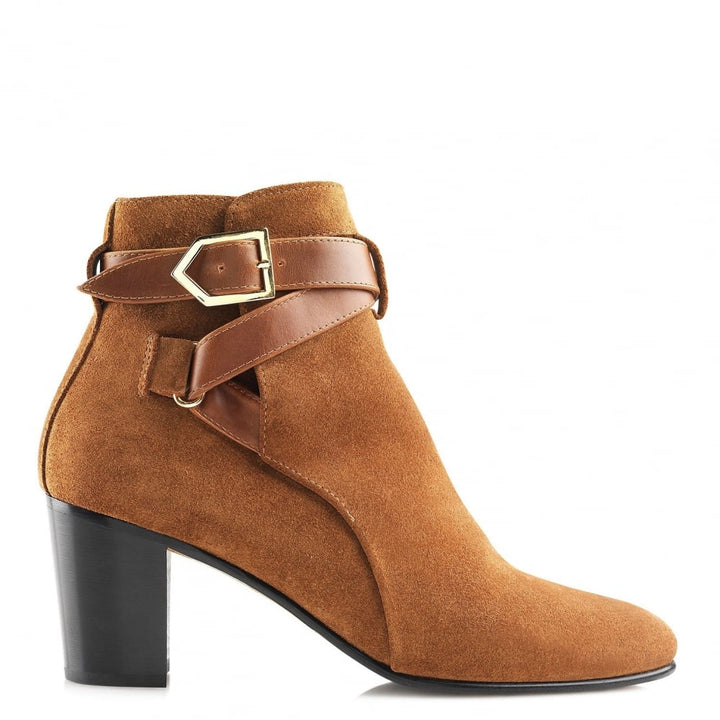The Fairfax & Favor Kensington Suede Heeled Ankle Boot in Brown#Brown