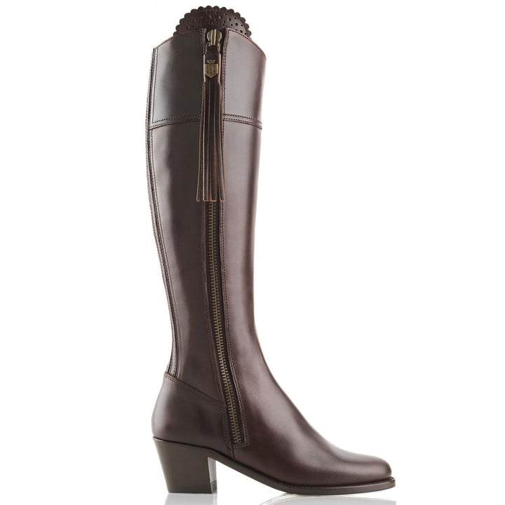 The Fairfax & Favor Ladies Regina Leather Heeled Boot in Dark Brown#Dark Brown