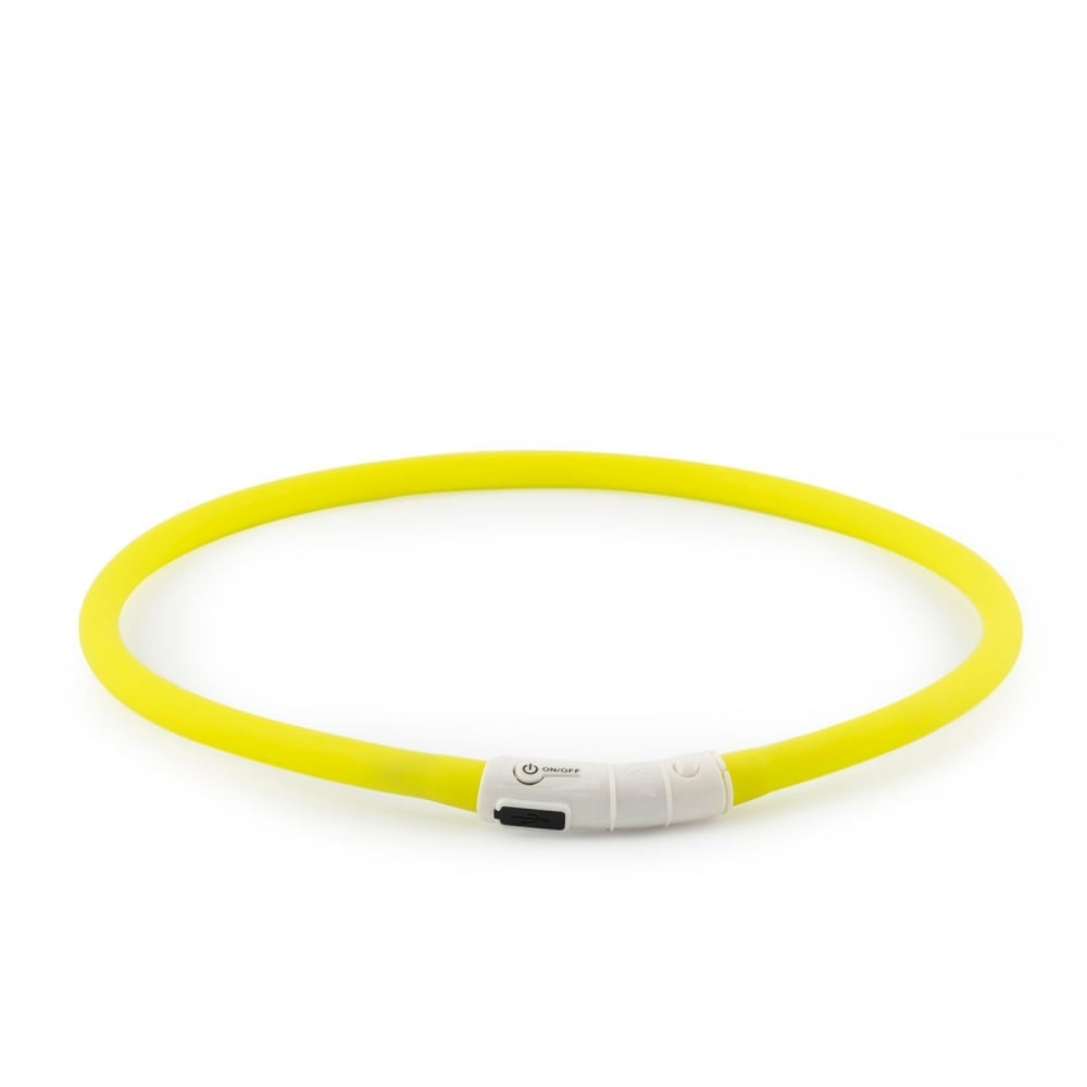 The Ancol USB Flashing Band Collar in Yellow#Yellow