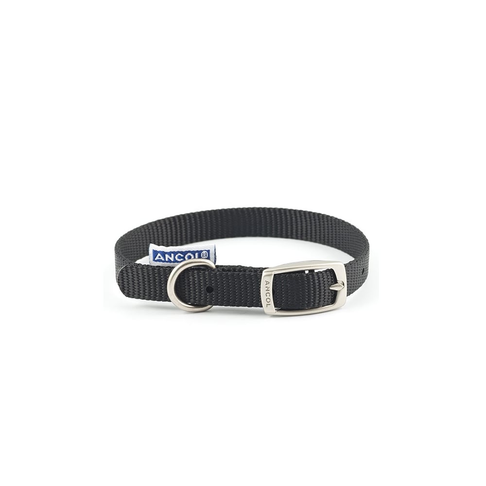 Ancol Nylon Dog Collar in Black#Black