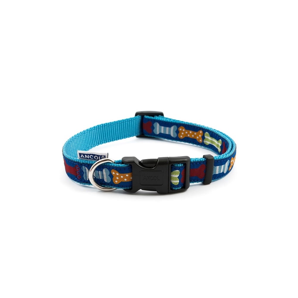 The Ancol Nylon Fashion Adjustable Dog Collar in Blue#Blue