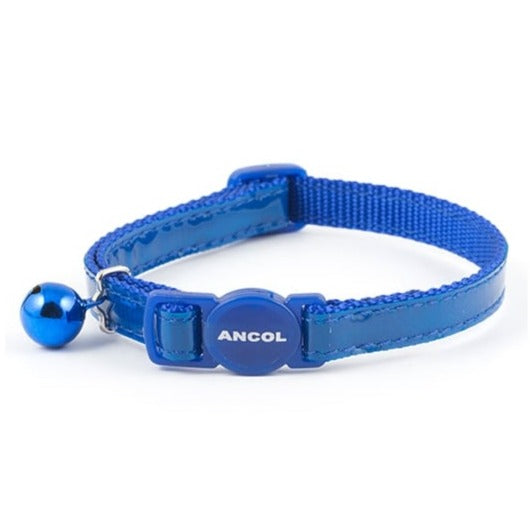 The Ancol Reflective Gloss Safety Cat Collar with Bell in Blue#Blue