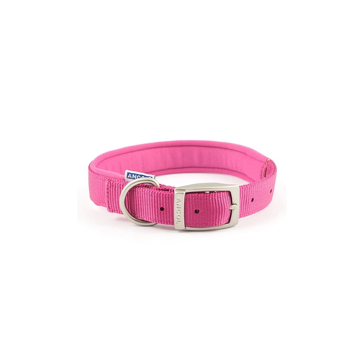 The Ancol Nylon Padded Dog Collar in Pink#Pink