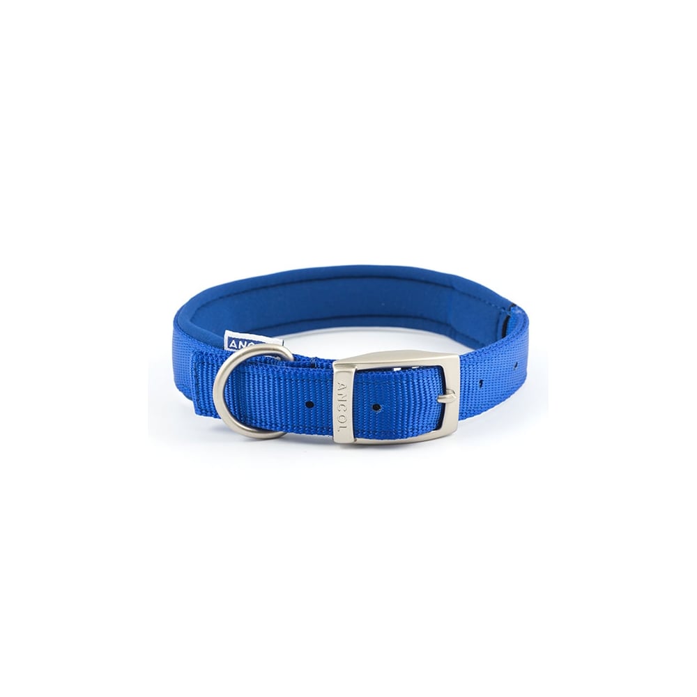Ancol Nylon Padded Dog Collar in Blue#Blue