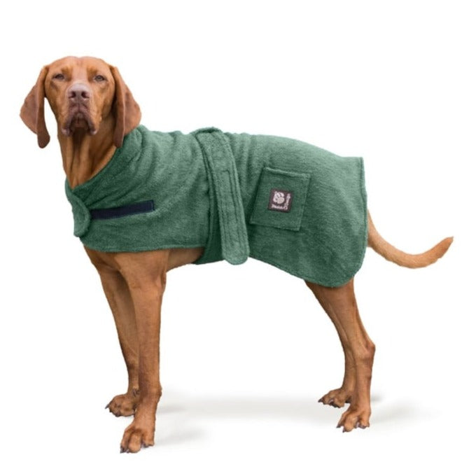 Danish Design Towelling Dog Robe#Green