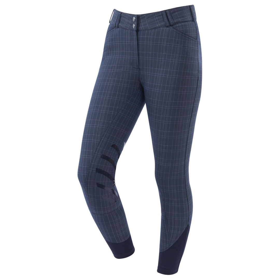 The Dublin Ladies Prime Gel Knee Patch Breeches in Navy Check#Navy Check