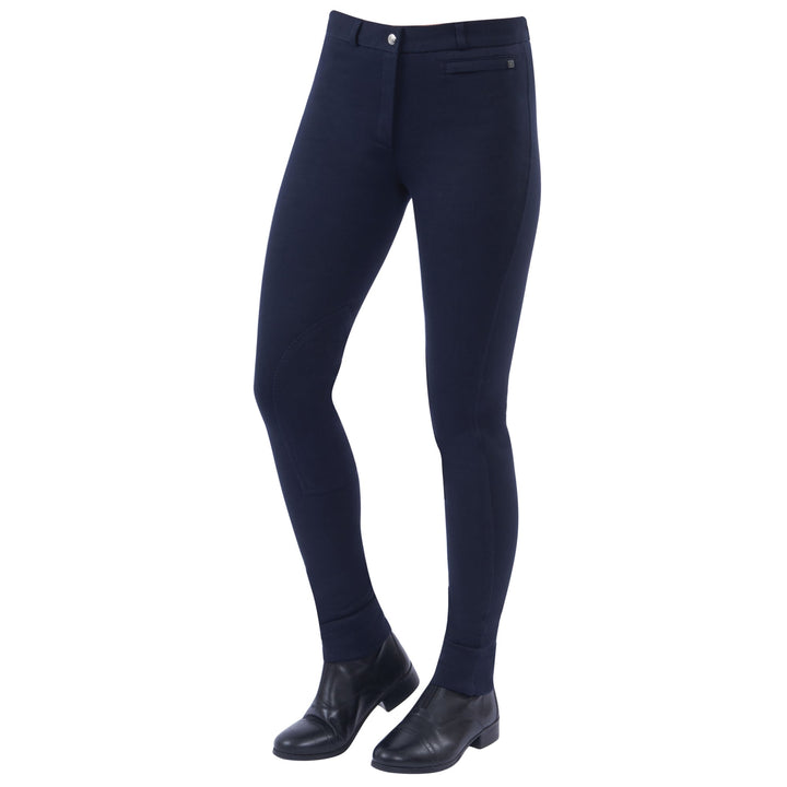 Dublin Ladies Supa-Fit Zip Up Knee Patch Jodhpurs in Navy#Navy