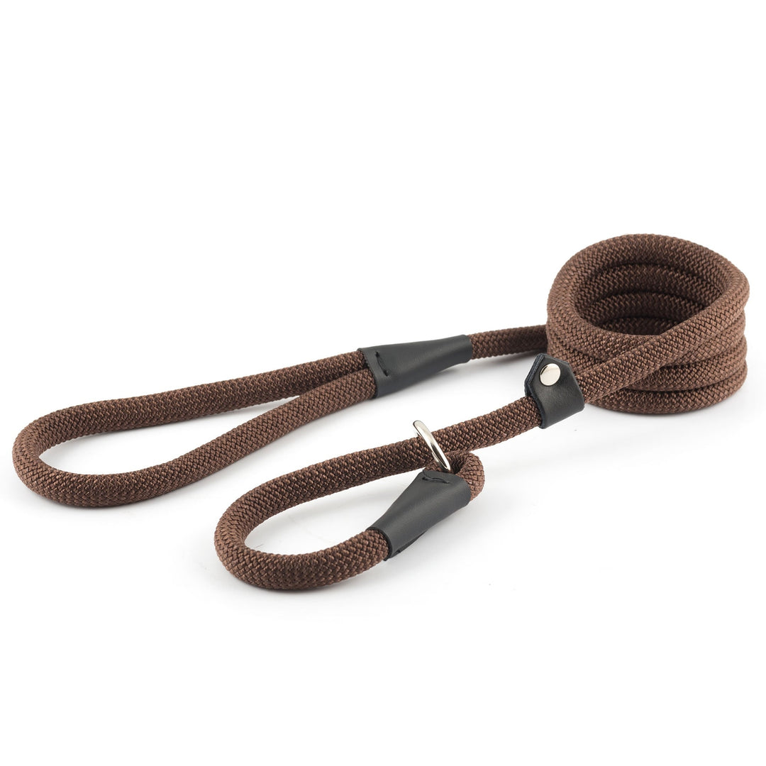 The Ancol Nylon Deluxe Rope Slip Lead 12mm in Brown#Brown
