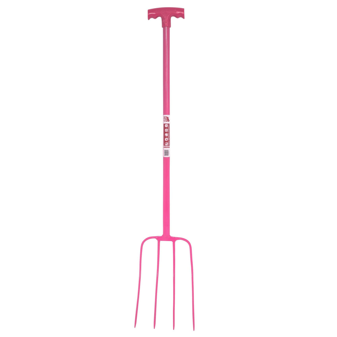 The Faulks T Grip 4 Prong Manure Fork in Dark Pink#Dark Pink