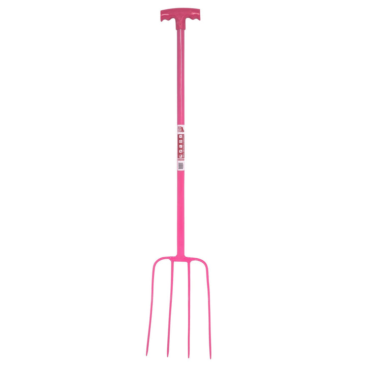 The Faulks T Grip 4 Prong Manure Fork in Dark Pink#Dark Pink