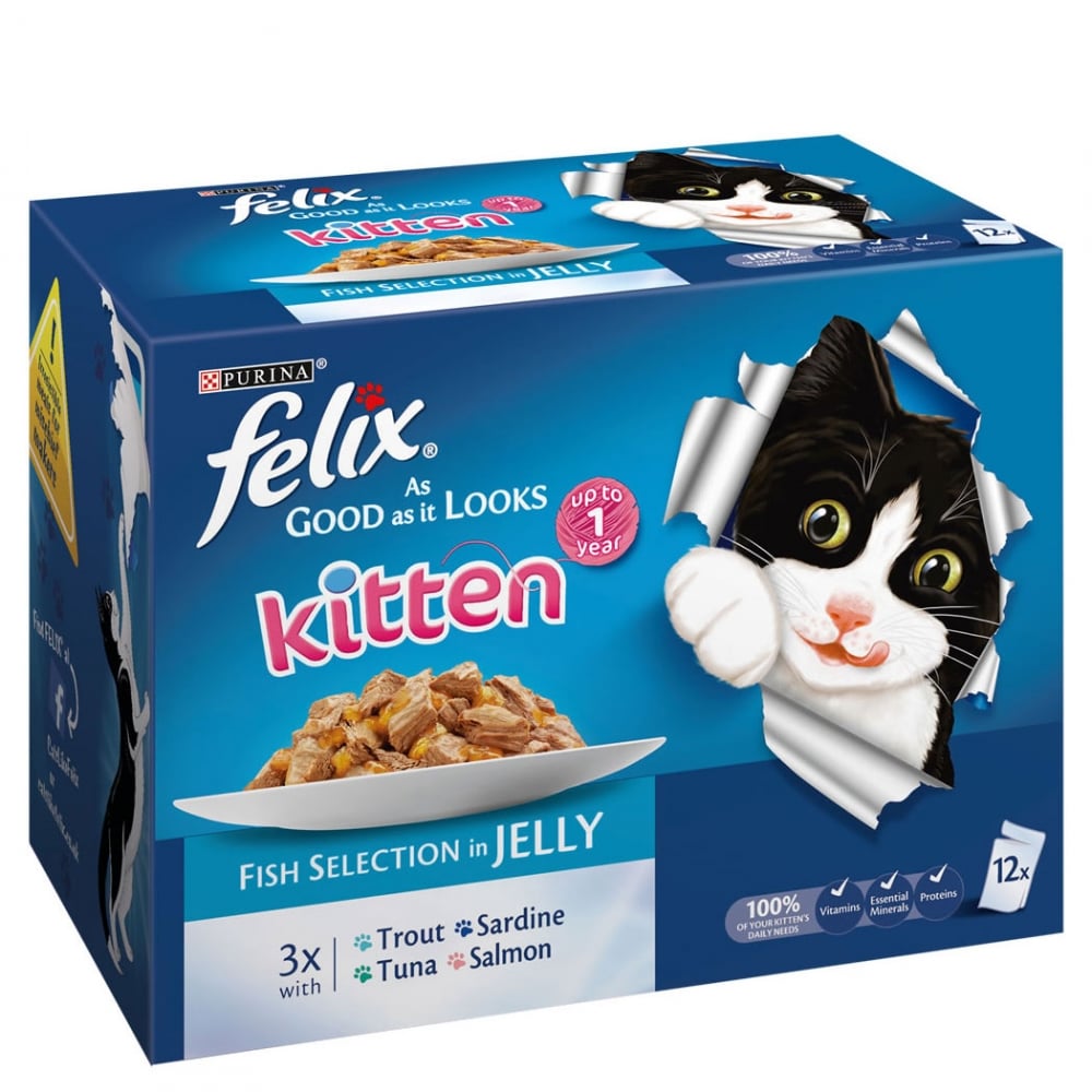 Felix As Good As It Looks Fish Selection for Kittens (12x100g Pouches) 12 x 100g
